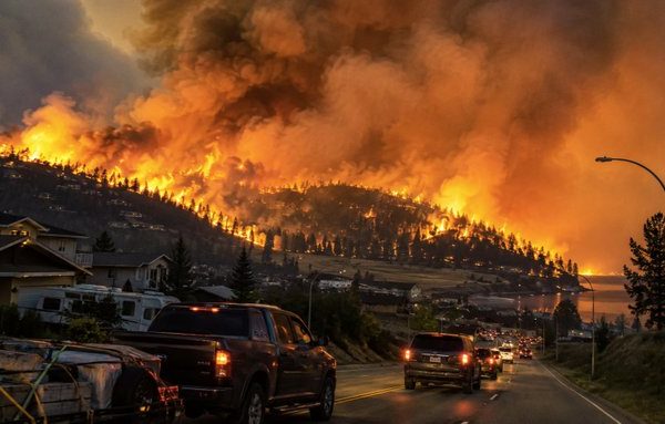 Devastating Wildfires Rage Throughout the Western United States and Canada, Forcing Tens of Thousands to Flee Their Homes