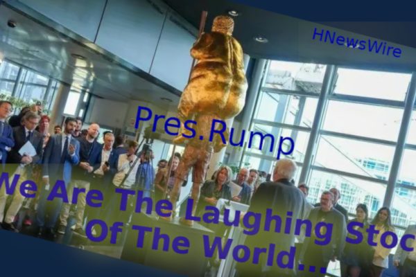 European Parliament Unveils Golden Statue of Naked Trump